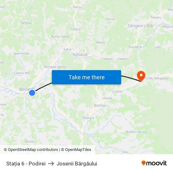 Stația 6 - Podirei to Josenii Bârgăului map