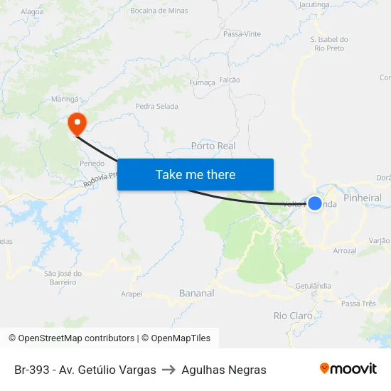 Br-393 - Av. Getúlio Vargas, Volta Redonda to Agulhas Negras map