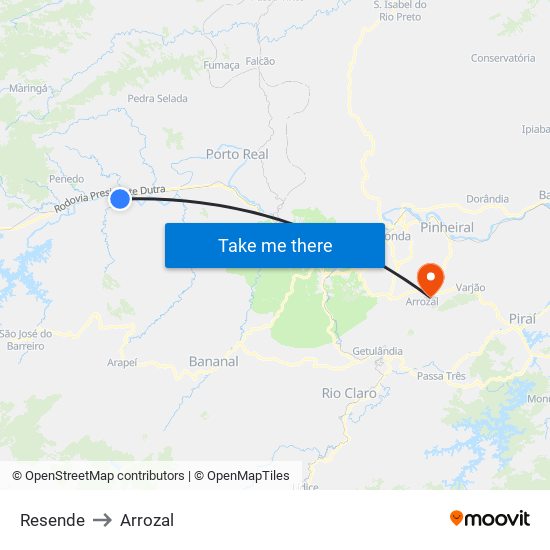 Resende to Arrozal map