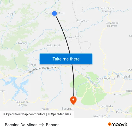 Bocaina De Minas to Bananal map