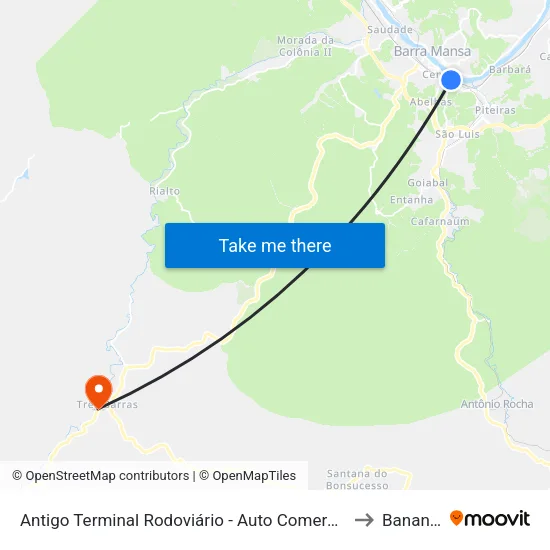 Antigo Terminal Rodoviário - Auto Comercial, Barra Mansa to Bananal map