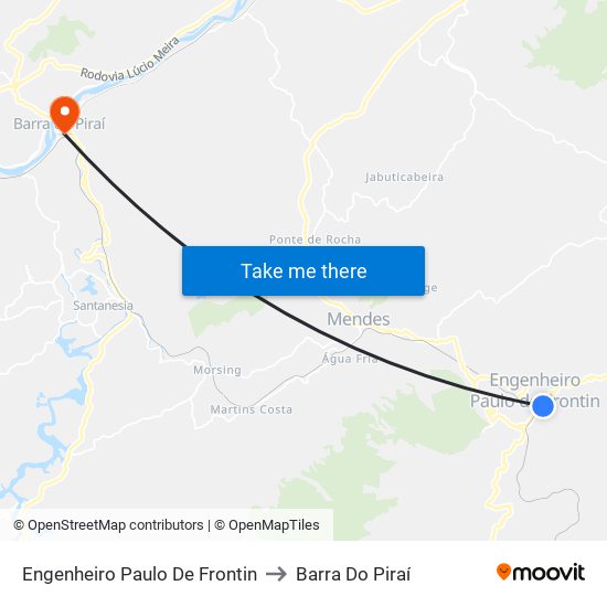 Engenheiro Paulo De Frontin to Barra Do Piraí map