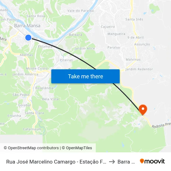 Rua José Marcelino Camargo - Estação Ferroviária, Barra Mansa to Barra Mansa map