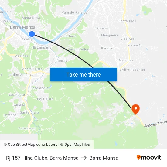 Rj-157 - Ilha Clube, Barra Mansa to Barra Mansa map