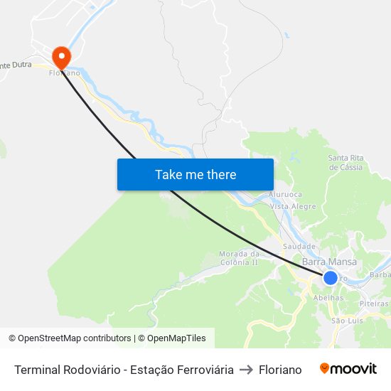 Terminal Rodoviário - Estação Ferroviária to Floriano map