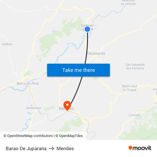 Barao De Juparana to Mendes map