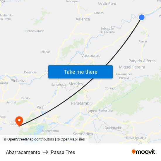 Abarracamento to Passa Tres map