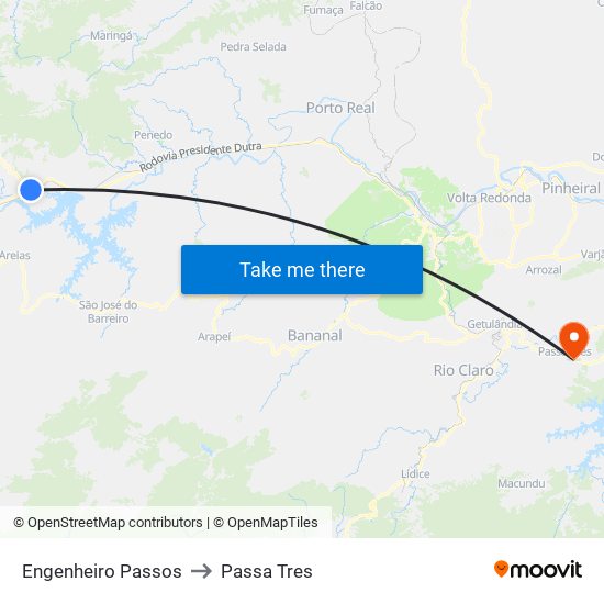 Engenheiro Passos to Passa Tres map