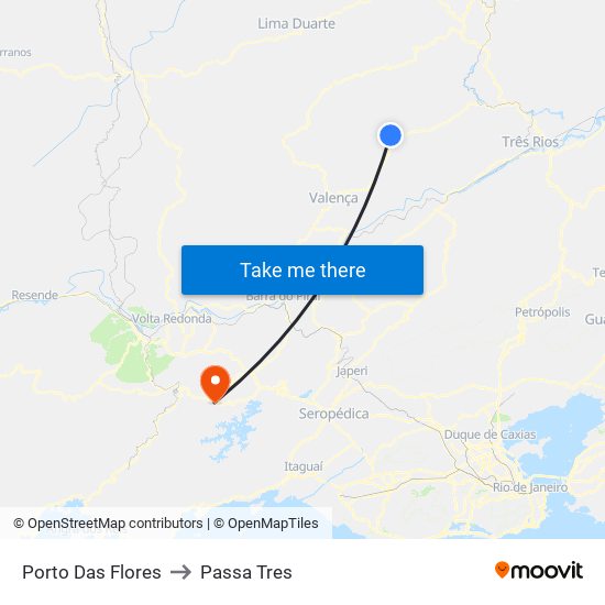 Porto Das Flores to Passa Tres map