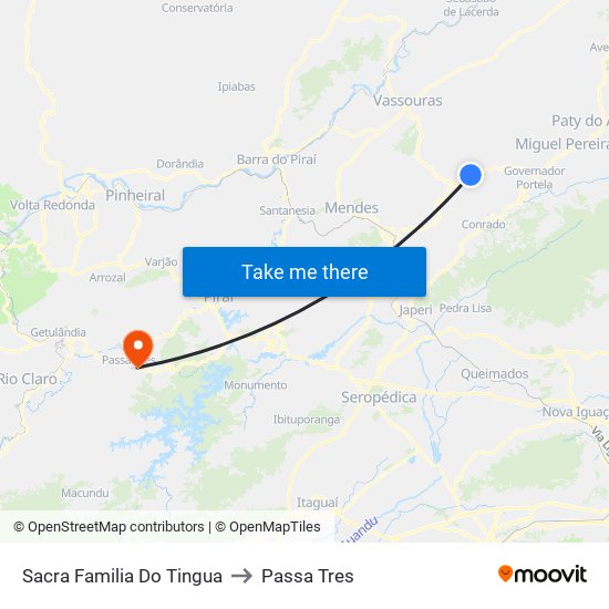 Sacra Familia Do Tingua to Passa Tres map