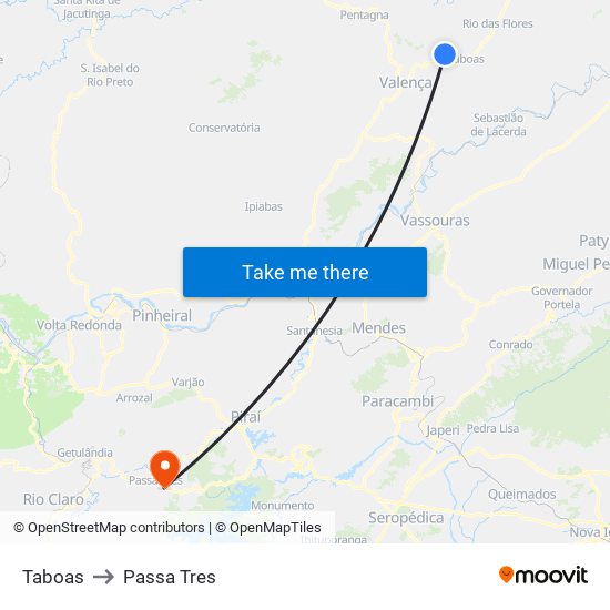 Taboas to Passa Tres map