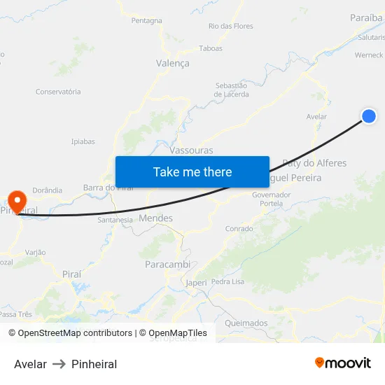 Avelar to Pinheiral map