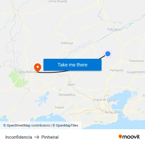 Inconfidencia to Pinheiral map