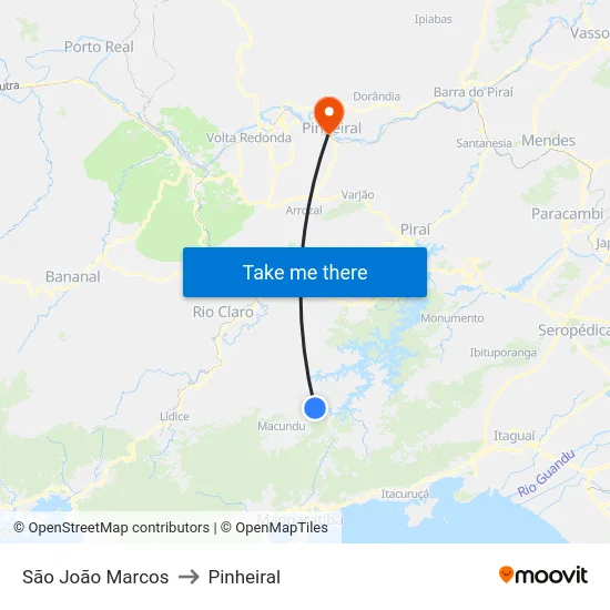 São João Marcos to Pinheiral map