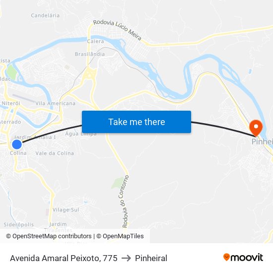 Avenida Amaral Peixoto, 775 to Pinheiral map