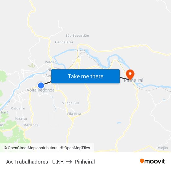 Av. Trabalhadores - U.F.F. to Pinheiral map