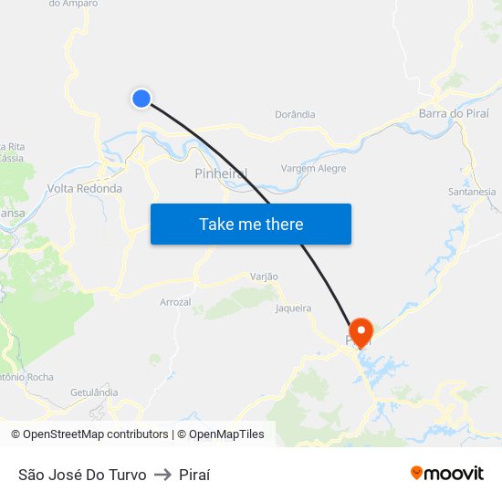 São José Do Turvo to Piraí map