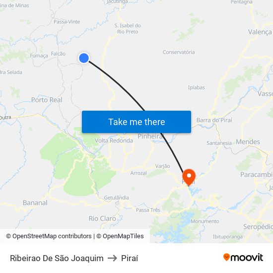 Ribeirao De São Joaquim to Piraí map