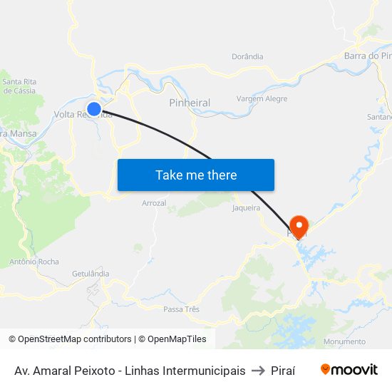 Av. Amaral Peixoto - Linhas Intermunicipais to Piraí map