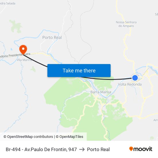Br-494 - Av.Paulo De Frontin, 947 to Porto Real map