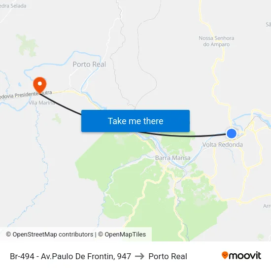 Br-494 - Av.Paulo De Frontin, 947 to Porto Real map