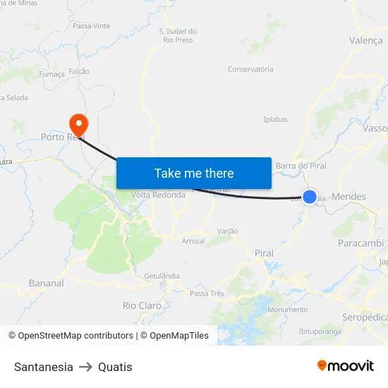 Santanesia to Quatis map