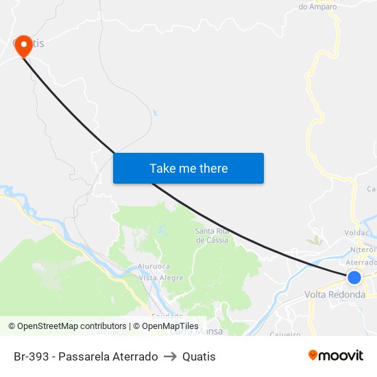 Br-393 - Passarela Aterrado to Quatis map