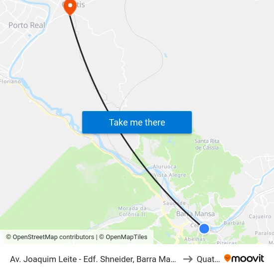 Av. Joaquim Leite - Edf. Shneider, Barra Mansa to Quatis map