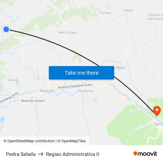 Pedra Selada to Regiao Administrativa II map