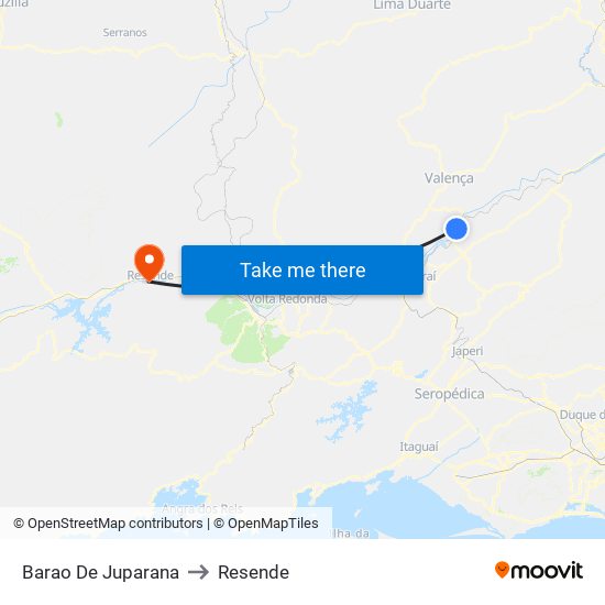 Barao De Juparana to Resende map