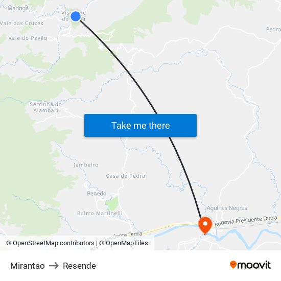 Mirantao to Resende map