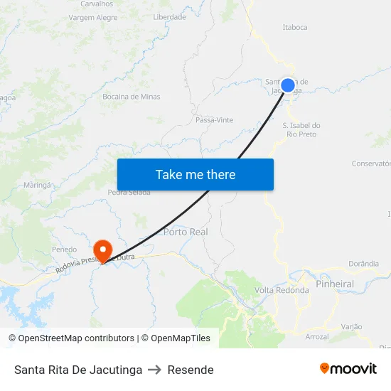 Santa Rita De Jacutinga to Resende map