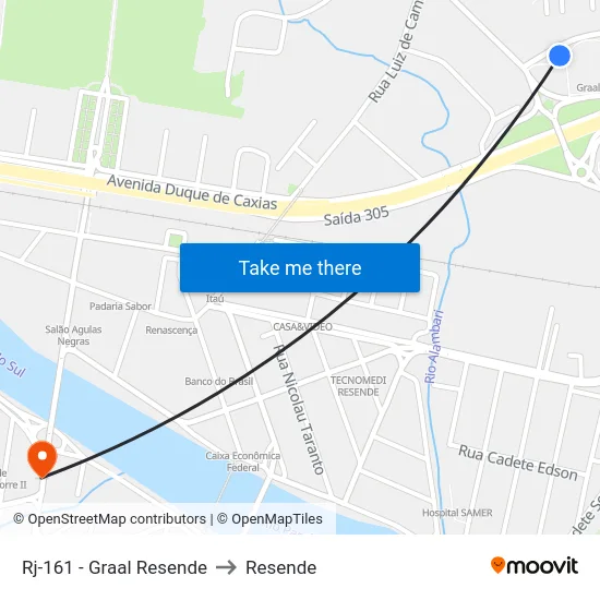 Rj-161 - Graal Resende to Resende map
