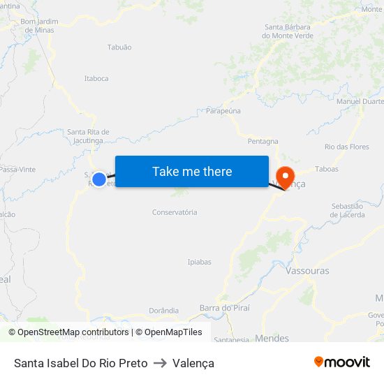 Santa Isabel Do Rio Preto to Valença map