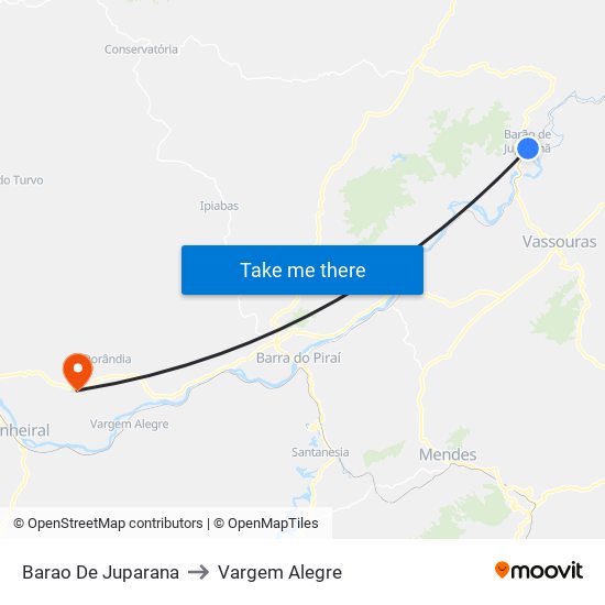 Barao De Juparana to Vargem Alegre map