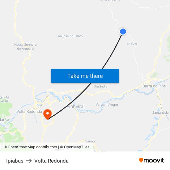 Ipiabas to Volta Redonda map