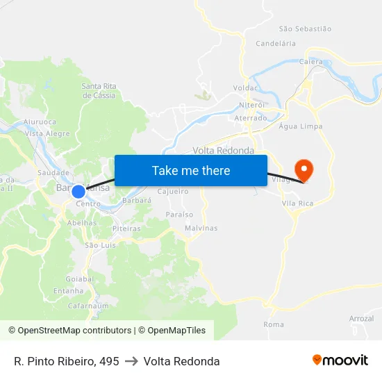 R. Pinto Ribeiro, 495 to Volta Redonda map