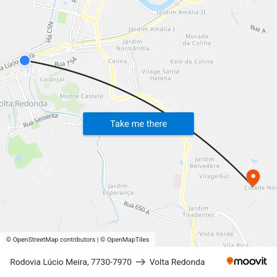 Br-393 - White Martins, Volta Redonda to Volta Redonda map
