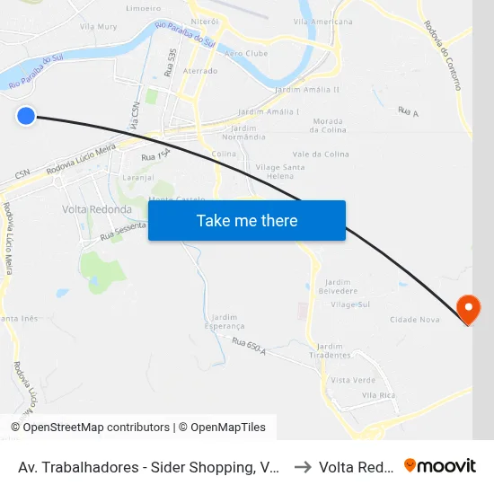 Av. Trabalhadores - Sider Shopping, Volta Redonda to Volta Redonda map