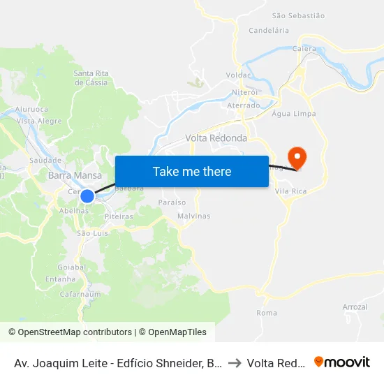 Av. Joaquim Leite - Edfício Shneider, Barra Mansa to Volta Redonda map