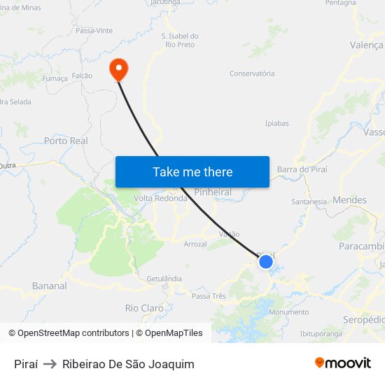 Piraí to Ribeirao De São Joaquim map