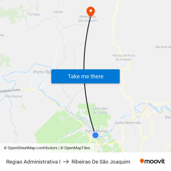 Regiao Administrativa I to Ribeirao De São Joaquim map