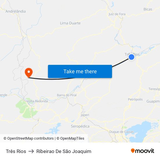 Três Rios to Ribeirao De São Joaquim map