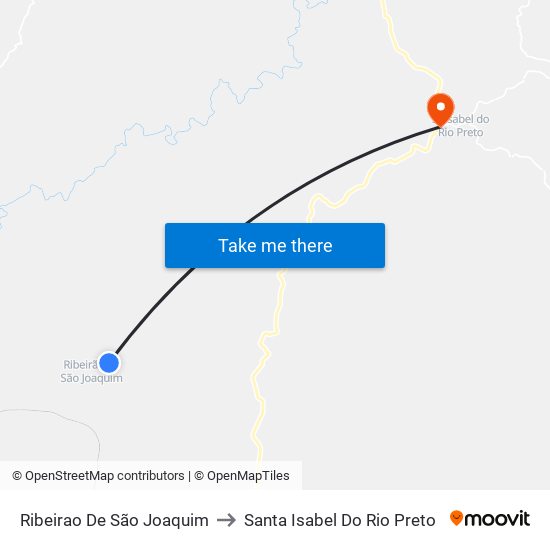 Ribeirao De São Joaquim to Santa Isabel Do Rio Preto map