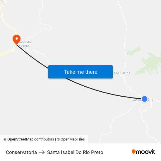 Conservatoria to Santa Isabel Do Rio Preto map