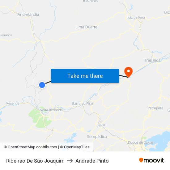 Ribeirao De São Joaquim to Andrade Pinto map