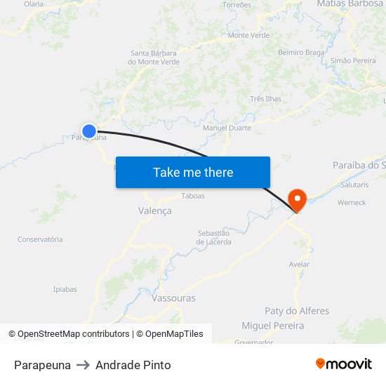 Parapeuna to Andrade Pinto map