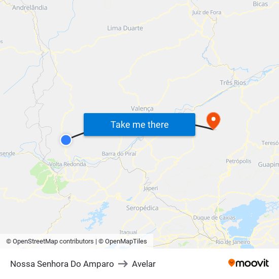 Nossa Senhora Do Amparo to Avelar map
