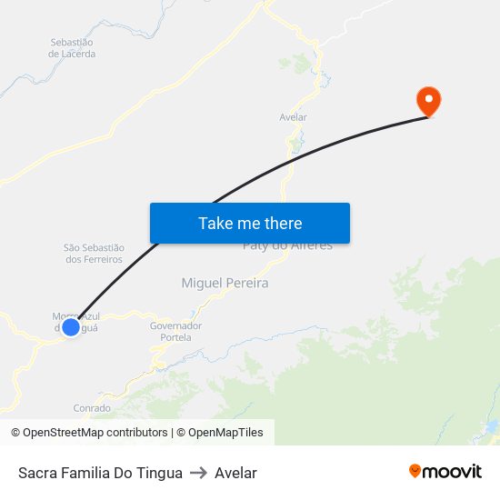 Sacra Familia Do Tingua to Avelar map