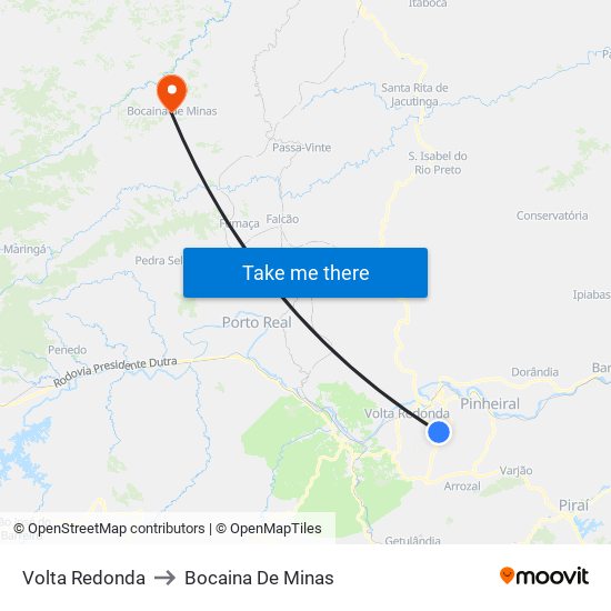 Volta Redonda to Bocaina De Minas map